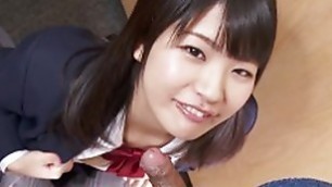 Sexy japanese babe +18 with  uniform make a nice blowjob