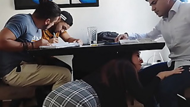 Students take advantage of the fact that the teacher gets horny and they all fuck her Gangbang (1/2)