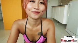 Pierced Amateur Thai Teen Bargirl Fang Waiting Her Client In Pink Bikini Thick Latina Creampie