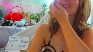 Streaming 10-05-2022, 1 hour 6 minutes, touching my tits with little nipples and pink nails and pierced tongue and bdsm