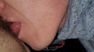 horny "stepson" licks mama's hairy, wet, fleshy butterfly pussy and gets fucked