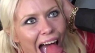 Horny blonde loves to suck that huge cock