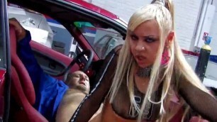 Blond teen with small tits Melody Star has anal sex at the car