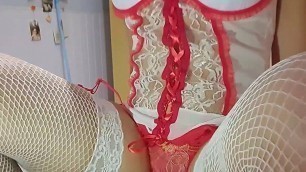 Sexy nurse in lingerie outfit dry humping, teasing, edging him - tease and denial