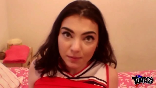 Sexy cheerleader gets caught masturbating and sucks a fat BBC